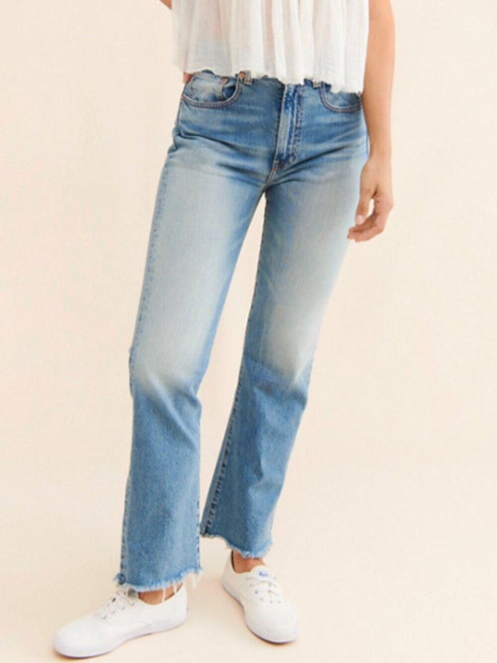 Denimist Jaclyn Slim Kick Cropped Jeans Raw Hem Size 27
